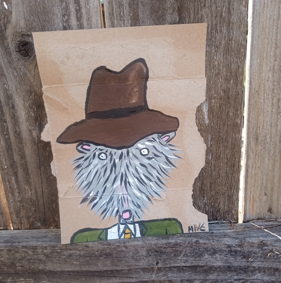 Possum In Big Hat Painting - Picture 1 of 2